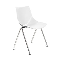 Shell chair with silver-grey bilayer epoxy structure and white plastic shell